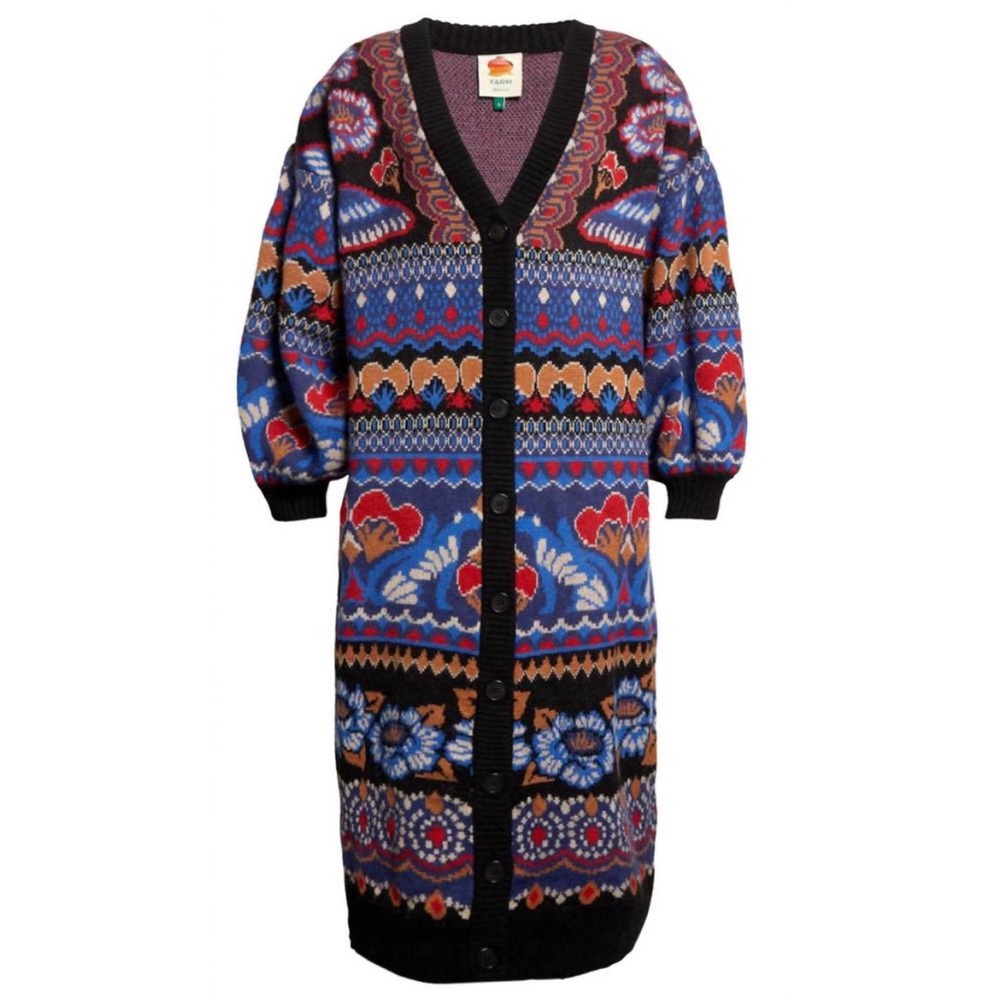 NWOT Farm Rio Black Ainika Maxi Cardigan